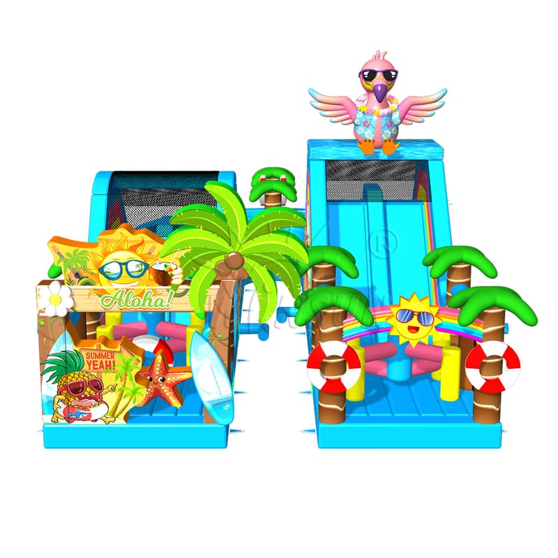 Flamingo Inflatable U-Shaped Obstacle Course